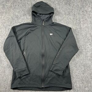 Mons Royale Full Zip Hoodie Mens L Black Merino Wool Blend Active Outdoor Jacket